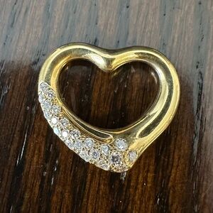 Tiffany & Co. 18K Yellow Gold Elsa Peretti Diamond Open Heart Pendant